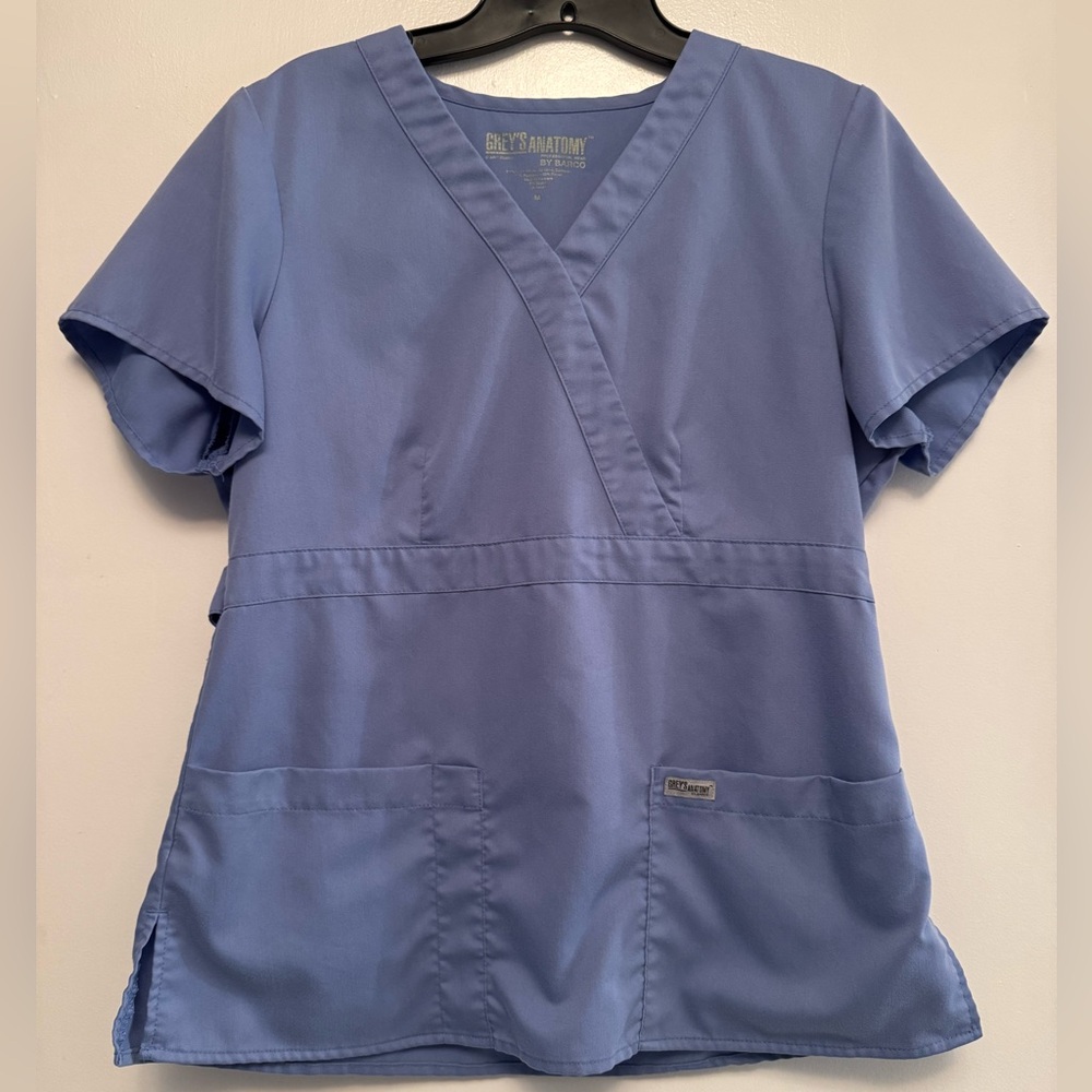 Grey’s Anatomy woman’s scrub top, size small, seal blue